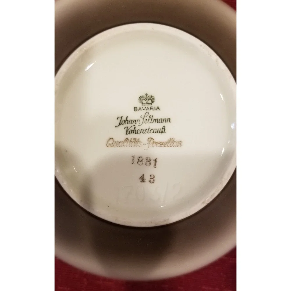 Rare Vintage Johann Feltmann Bavaria Covered Porcelain Bowl Candy Dish 6